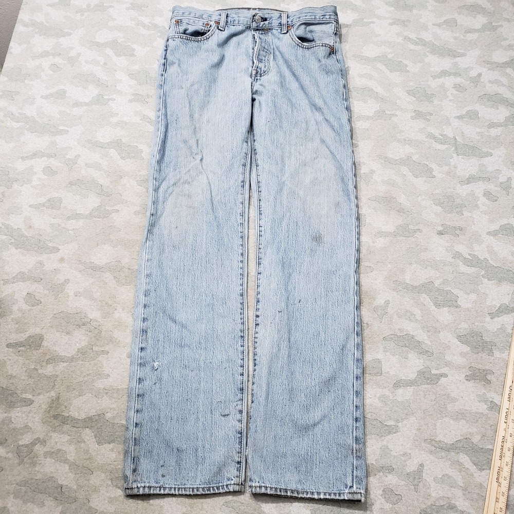 Levi's 501 Jeans Mens 34x36 Blue Straight Leg Denim Light Wash Workwear Outdoors